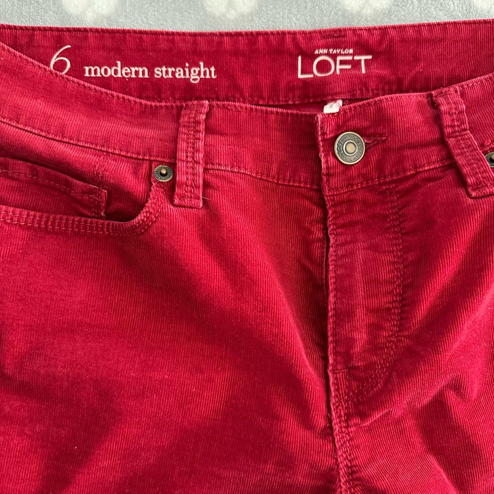 Red Loft straight leg cords, size 6.